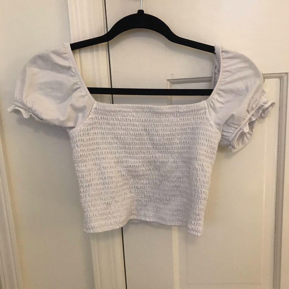 F21 cropped white bodycon top